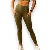 Olive High Waisted Pocket Leggings