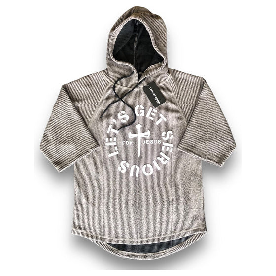 Unisex Grey Ribbed Ragtop Hoodie