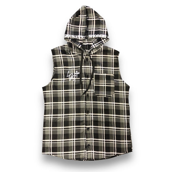 Faith Lumber Jack Plaid Sleeveless Hoodie