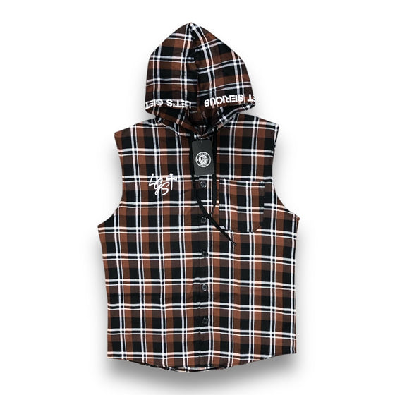 Faith Lumber Jack Plaid Sleeveless Hoodie