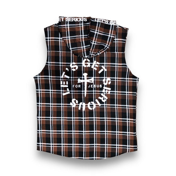 Faith Lumber Jack Plaid Sleeveless Hoodie