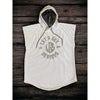White Ribbed Sleeveless Hoodie