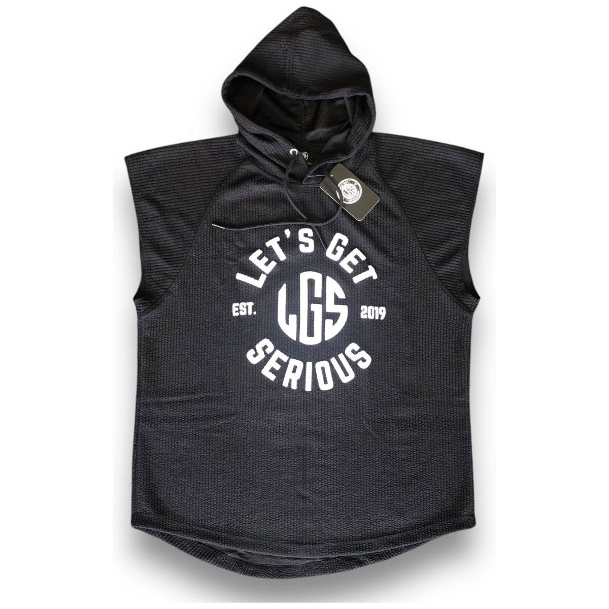 Black Ribbed Sleeveless Hoodie at LGS Activewear