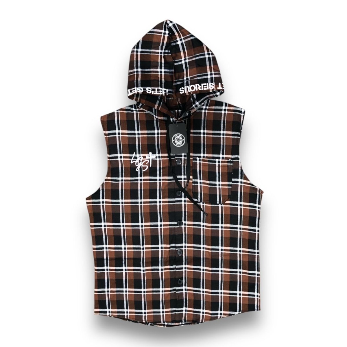 Faith Men's Lumber Jack Plaid Sleeveless Hoodie at LGS Activewear