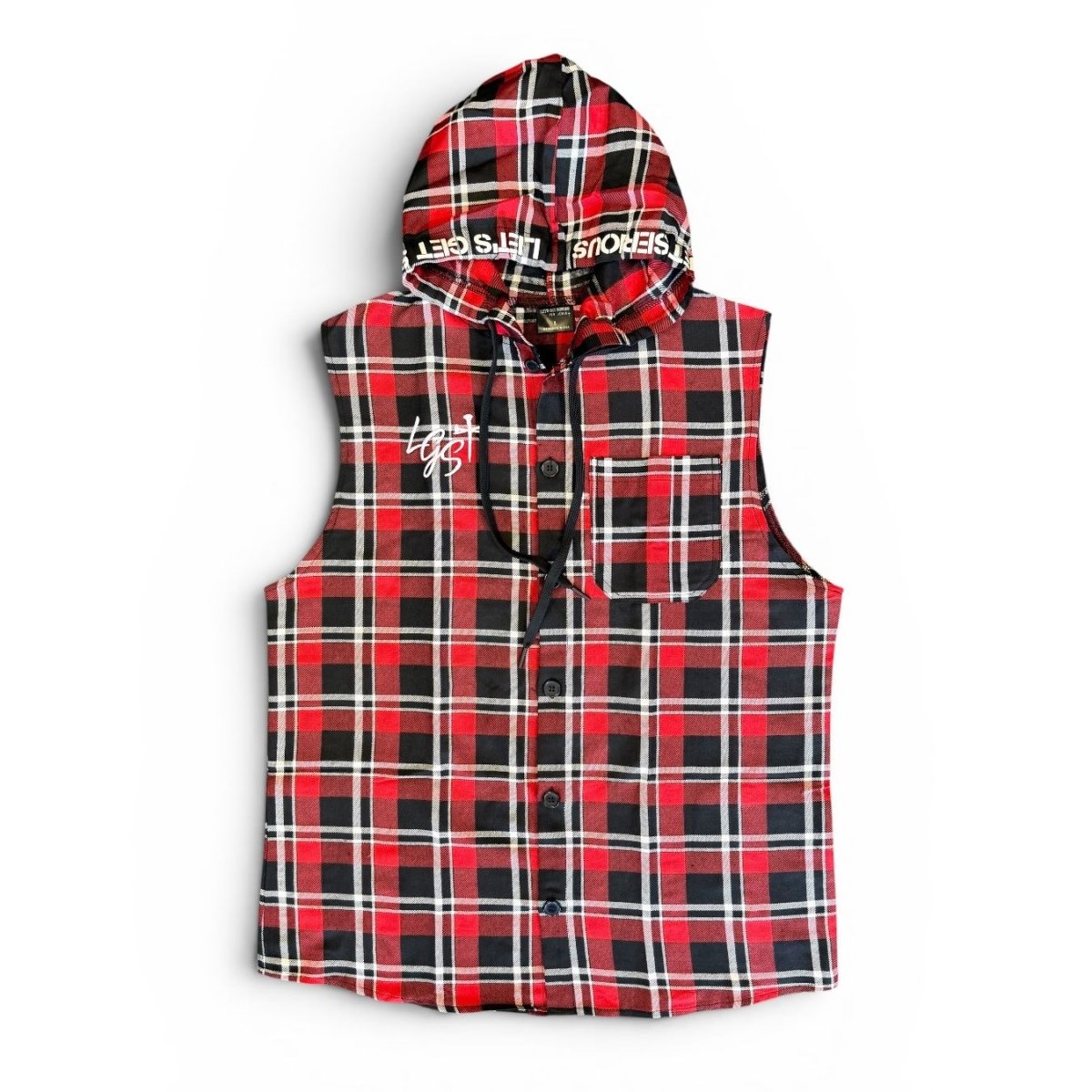 Faith Men's Lumber Jack Plaid Sleeveless Hoodie at LGS Activewear