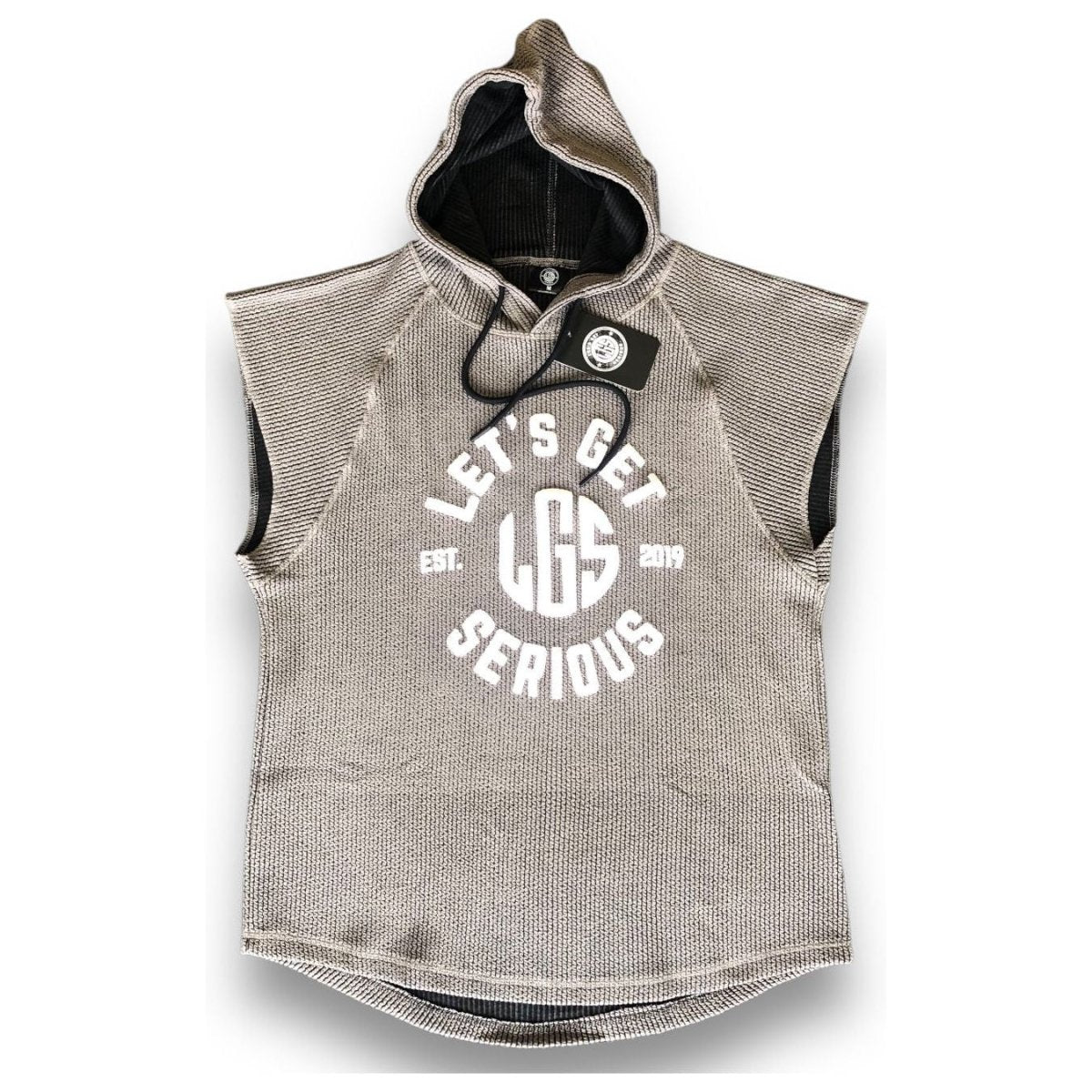 Grey Ribbed Sleeveless Hoodie at LGS Activewear