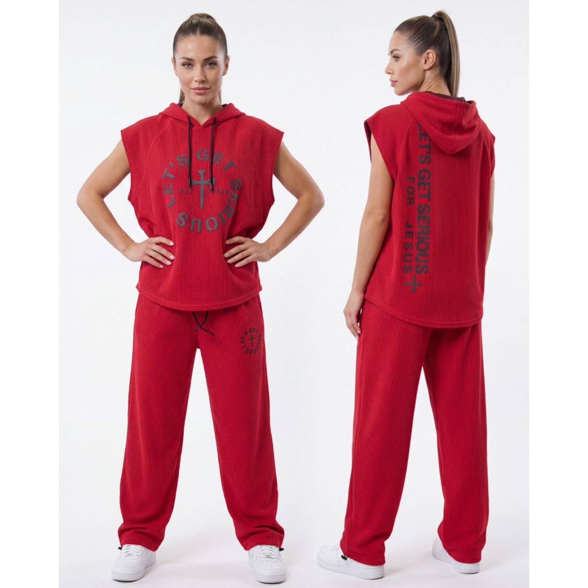 Red Ribbed Sleeveless at LGS Activewear
