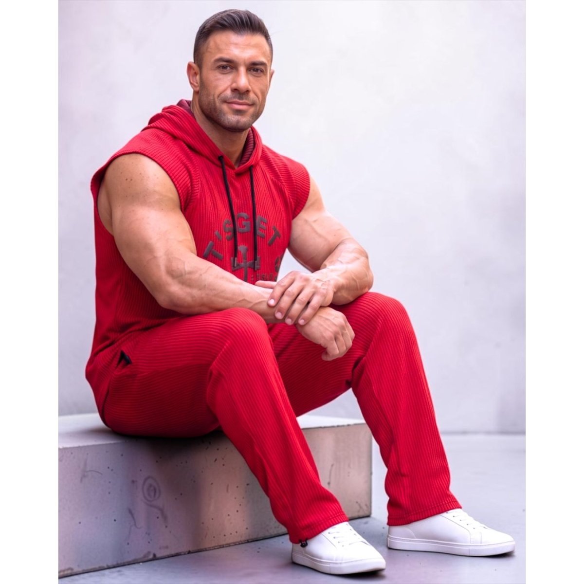 Red Ribbed Sleeveless at LGS Activewear