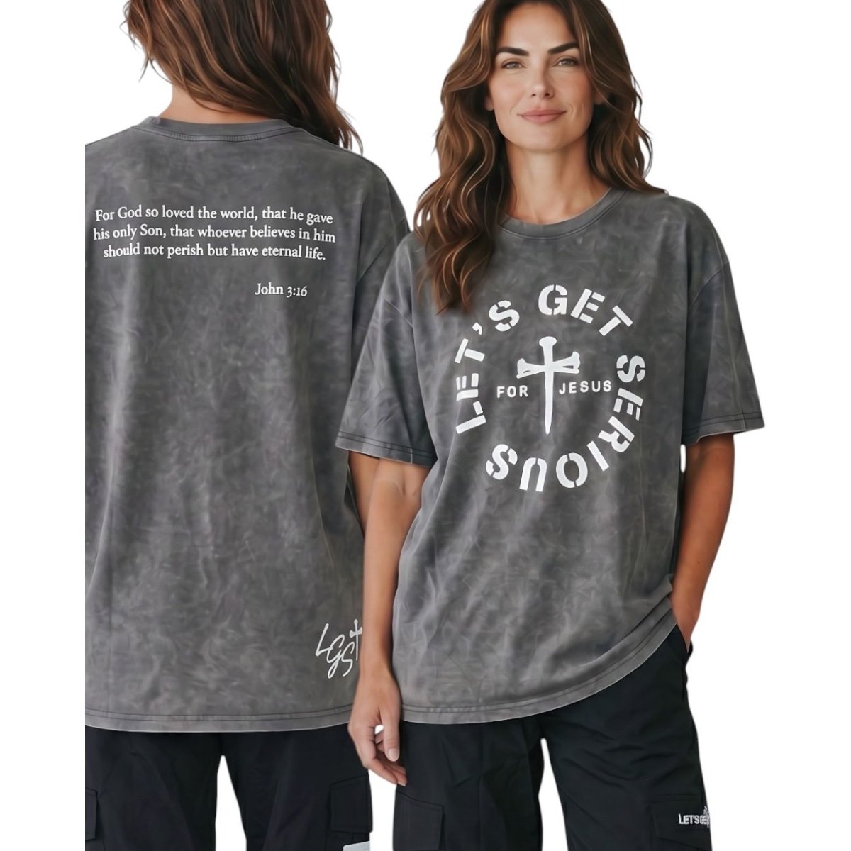 Serious For Jesus John 3:16 Oversized Tee at LGS Activewear