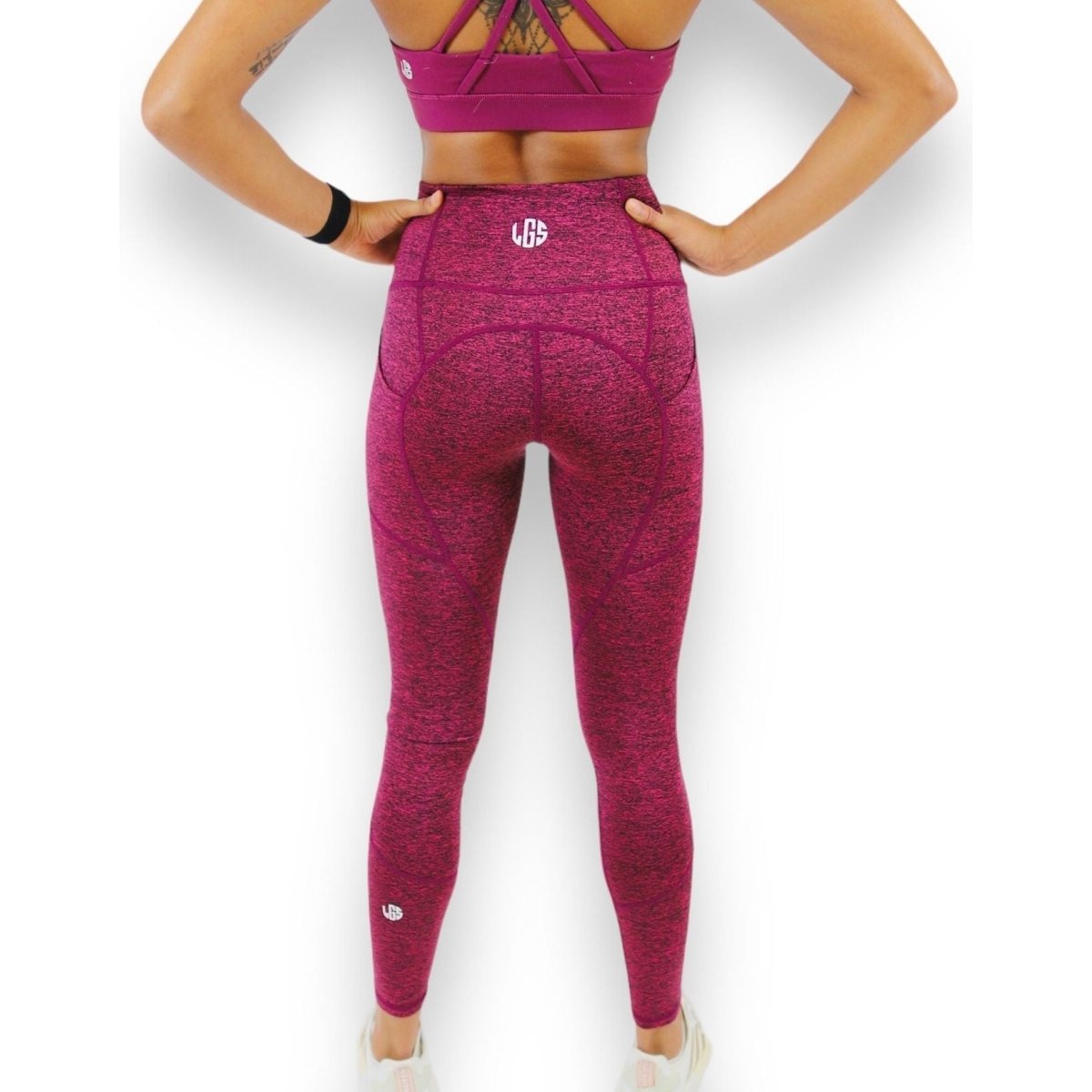 Textured Raspberry High Waisted Pocket Leggings at LGS Activewear