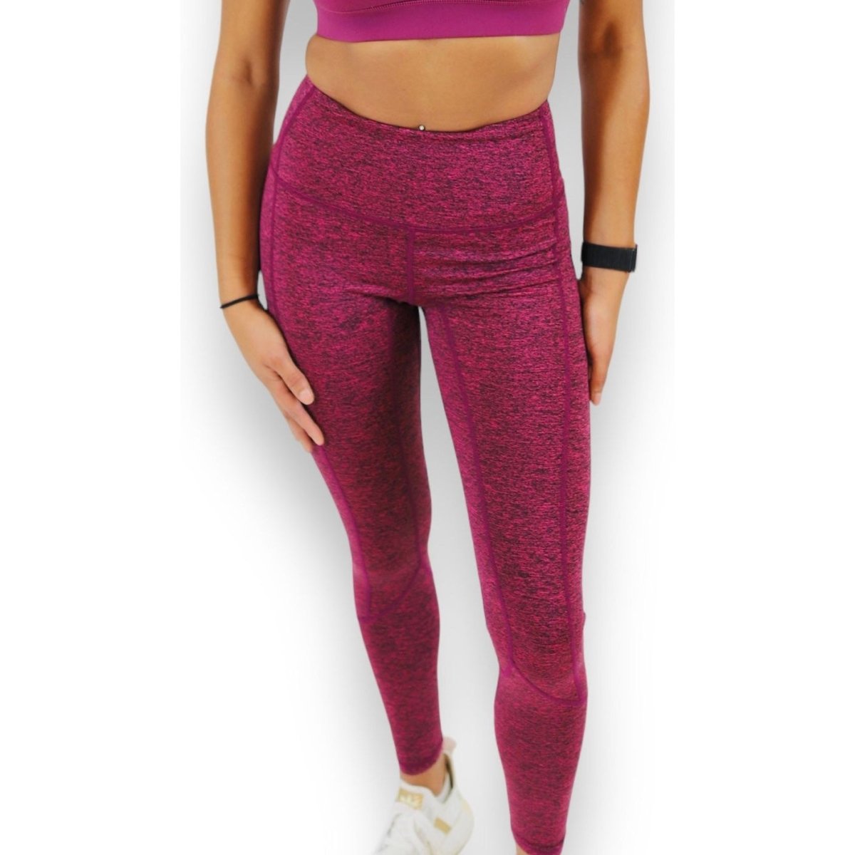 Textured Raspberry High Waisted Pocket Leggings at LGS Activewear