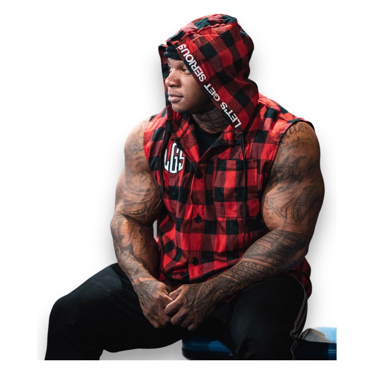 The Lumber Jack Sleeveless Plaid Hoodie at LGS Activewear