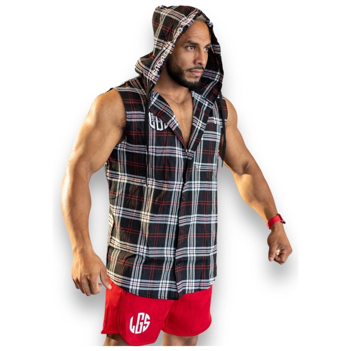 The Lumber Jack Sleeveless Plaid Hoodie | LGS Activewear – LGS