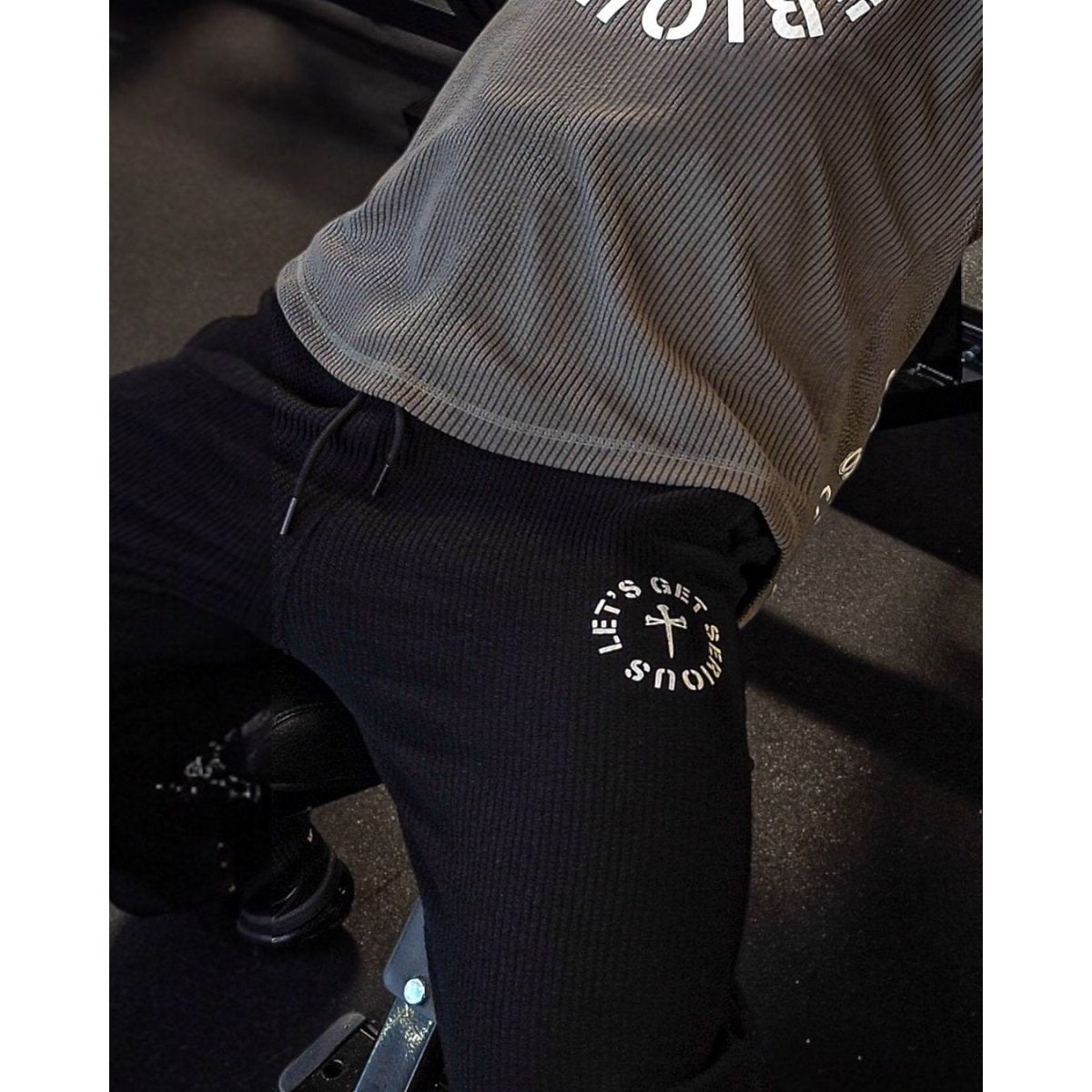 Unisex Black Ribbed Straight Leg at LGS Activewear