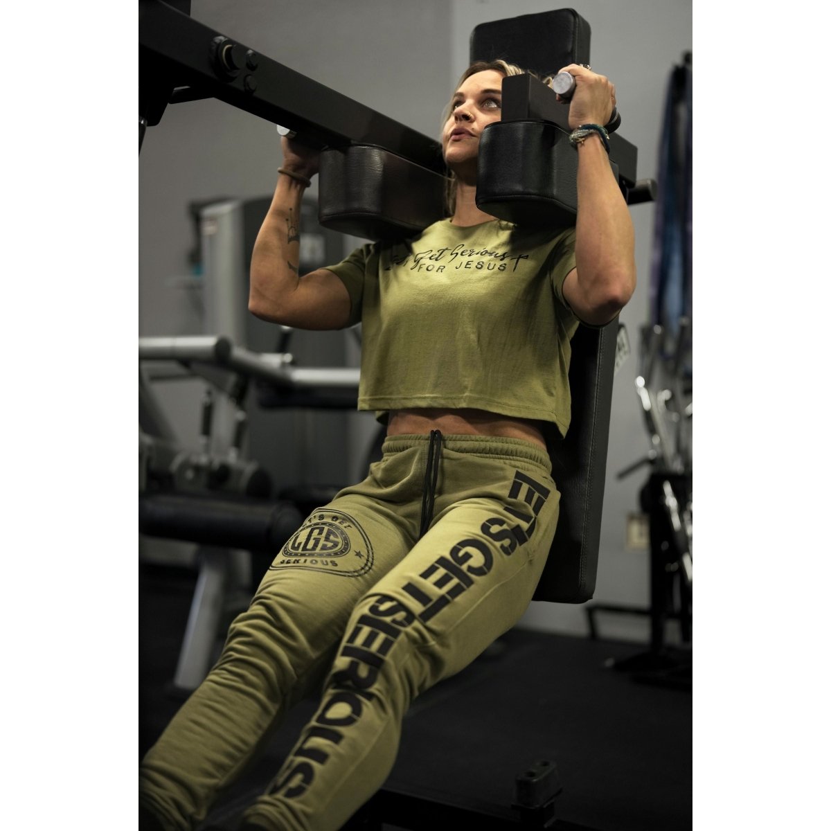 Unisex Military Green Serious Joggers at LGS Activewear