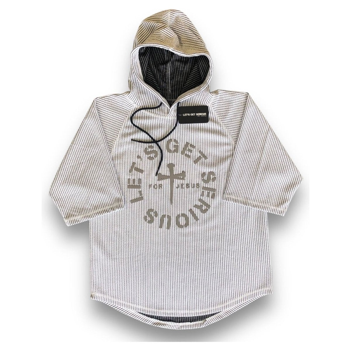 Unisex White Ribbed Ragtop Hoodie at LGS Activewear