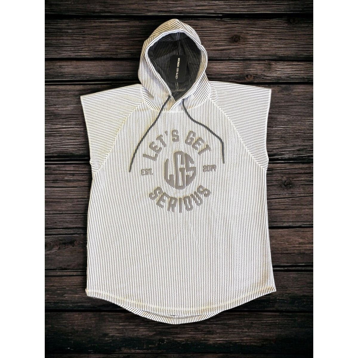 White Ribbed Sleeveless Hoodie at LGS Activewear